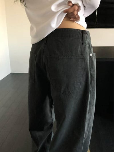 薄感長腿直筒褲 ( 碳灰色 )22