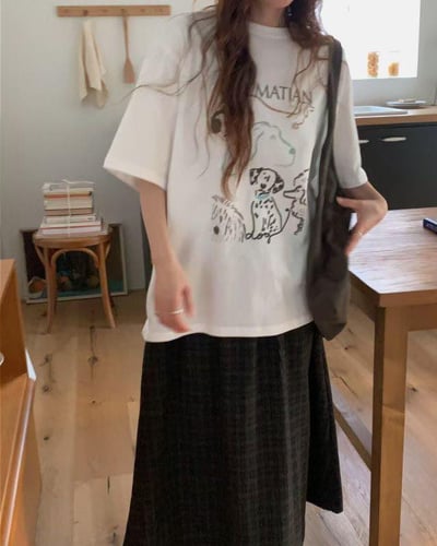 手繪感可愛小狗TEE ( 白色 )16