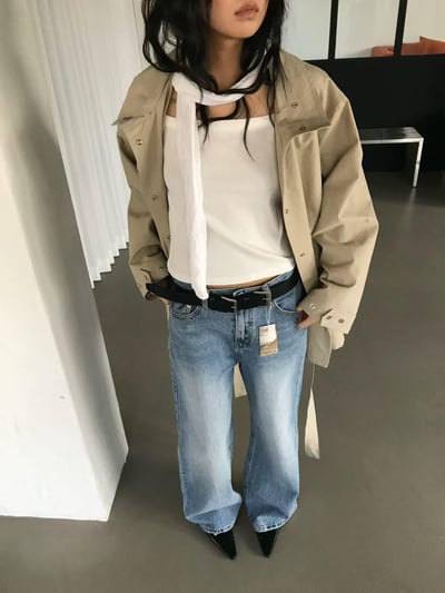 刷痕微靴型褲10
