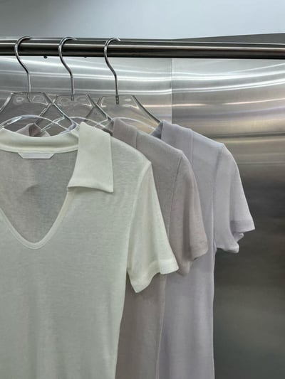 開襟翻領短袖上衣 ( 3色 )14