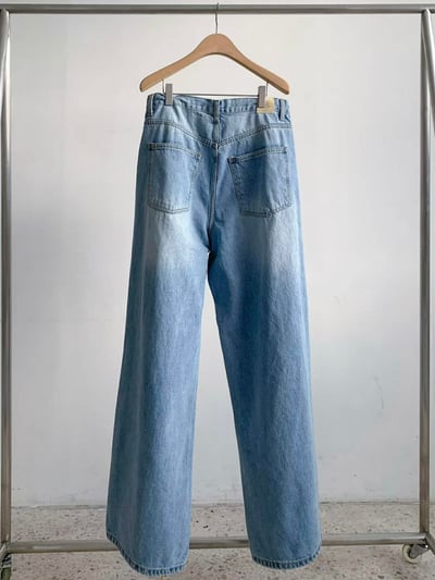 設計師不對稱口袋丹寧褲17