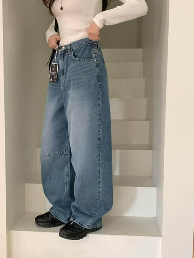 #406藍色車線丹寧褲3