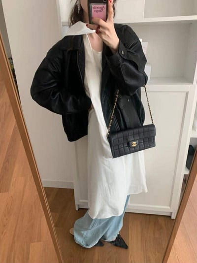 春款紋理感皮夾克12