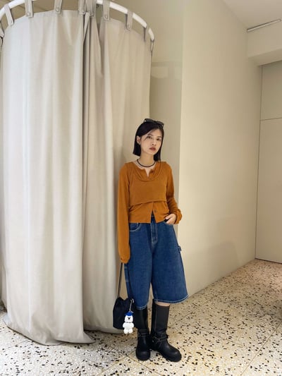 仿舊感釦環中筒靴9