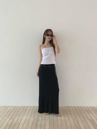 泡泡紗紋路彈性長裙  ( 2色 )3