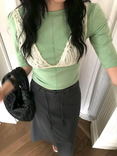 法式5分袖兩穿棉TEE ( 4色 )10