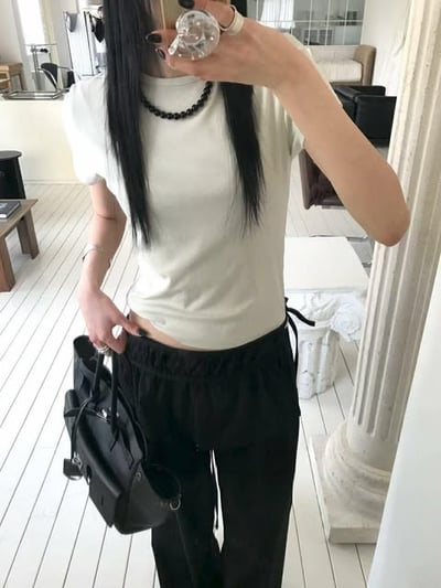 基礎薄款短TEE ( 粉色/咖啡色/杏色 )13