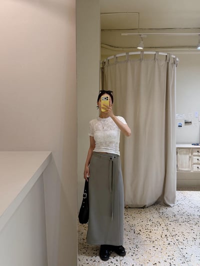 蕾絲花紋短袖上衣 ( 2色 )6