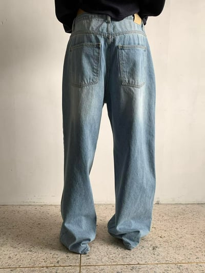 設計師不對稱口袋丹寧褲11