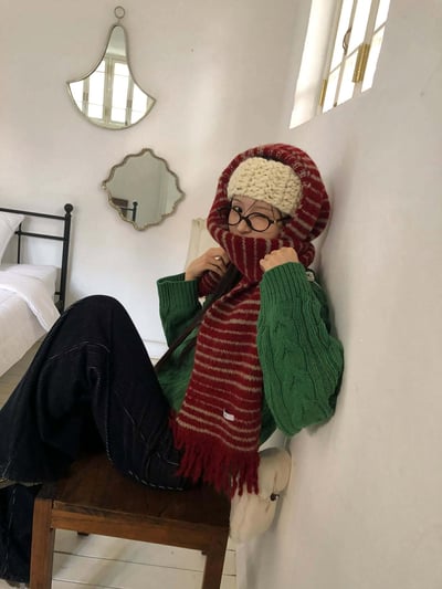 流蘇條紋配色圍巾 ( 5色 / 少量現貨 )1