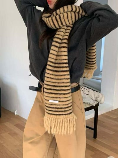 流蘇條紋配色圍巾 ( 5色 / 少量現貨 )20