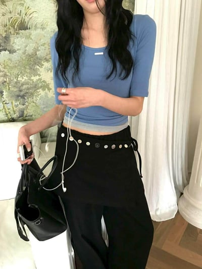 法式5分袖兩穿棉TEE ( 4色 )8