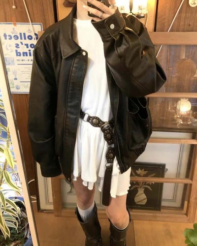 刷舊感皮夾克 ( 2色 )1