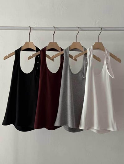 彈性直紋繞頸背心 ( 白色/灰色 )18