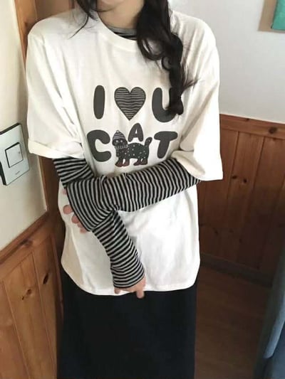 配色圓領條紋上衣 ( 4色 )5