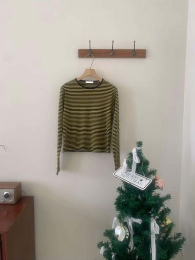 配色圓領條紋上衣 ( 4色 )25