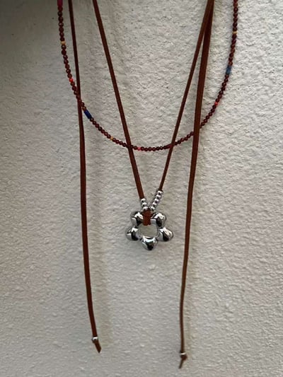 可調咖色麂皮小花長鍊2