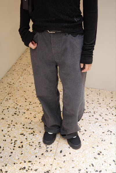 薄感長腿直筒褲 ( 碳灰色 )5