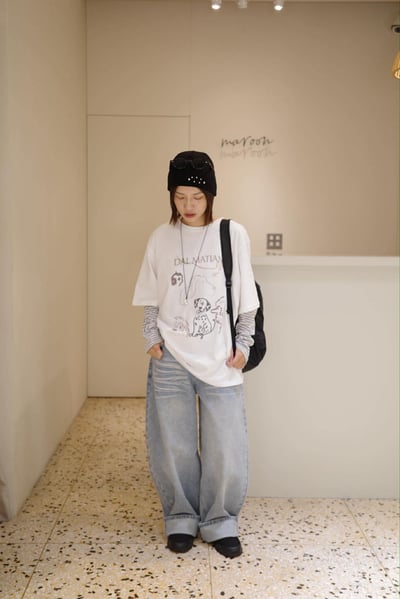 手繪感可愛小狗TEE ( 白色 )4