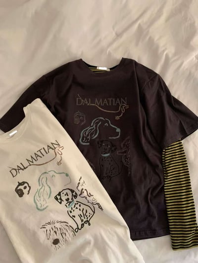 手繪感可愛小狗TEE ( 白色 )24