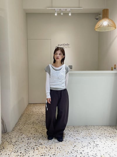 抓皺抽繩式軟紗背心 ( 4色 )5