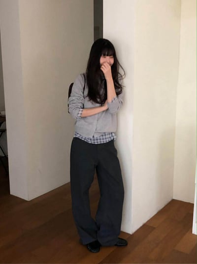 薄感長腿直筒褲 ( 碳灰色 )15