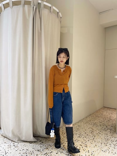 仿舊感釦環中筒靴7