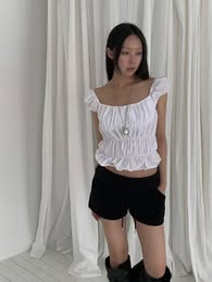 多WAY抓皺感方領上衣 ( 2色 )6