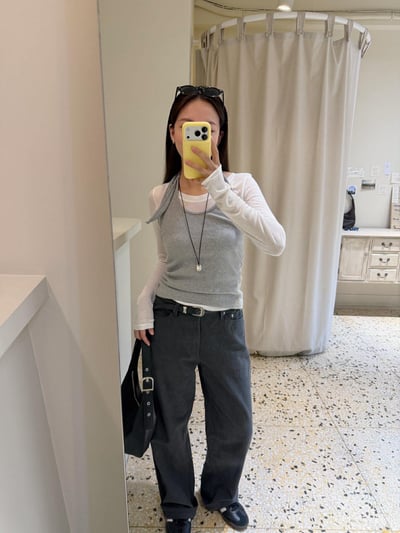 薄感長腿直筒褲 ( 碳灰色 )8