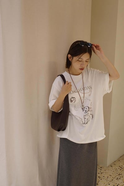 手繪感可愛小狗TEE ( 白色 )7