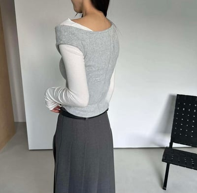 側抓皺不對稱上衣 ( 3色 )21