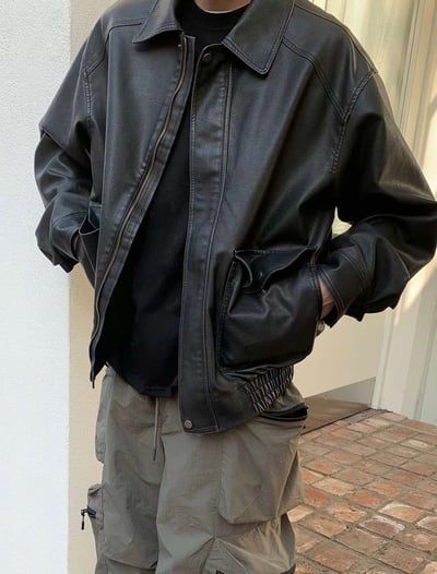 刷舊感皮夾克 ( 2色 )21