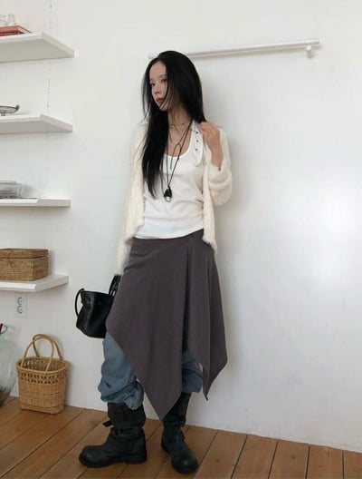 彈性直紋繞頸背心 ( 白色/灰色 )3