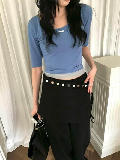 法式5分袖兩穿棉TEE ( 4色 )9