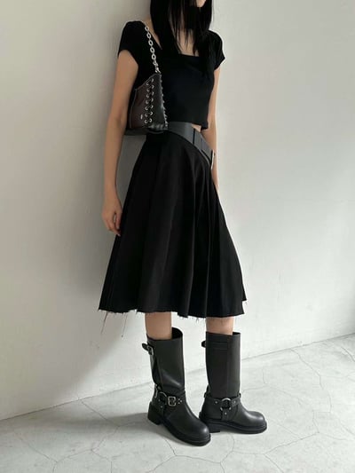 仿舊感釦環中筒靴16