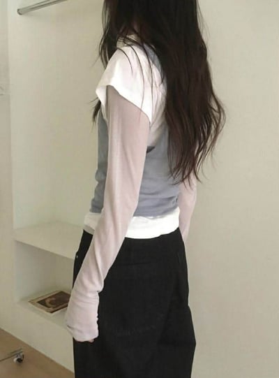 抓皺抽繩式軟紗背心 ( 4色 )14