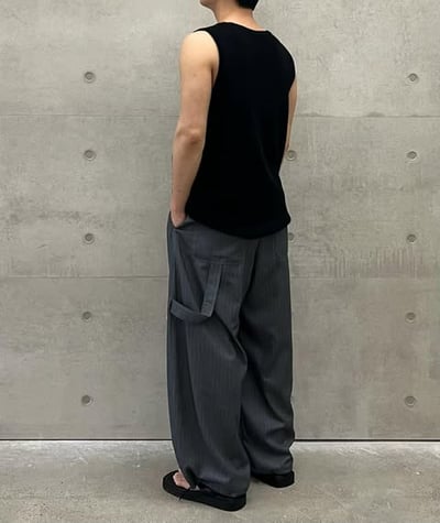 UNISEX工裝感條紋西褲 ( 灰色 )16