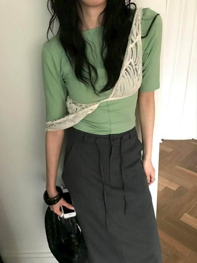 法式5分袖兩穿棉TEE ( 4色 )11