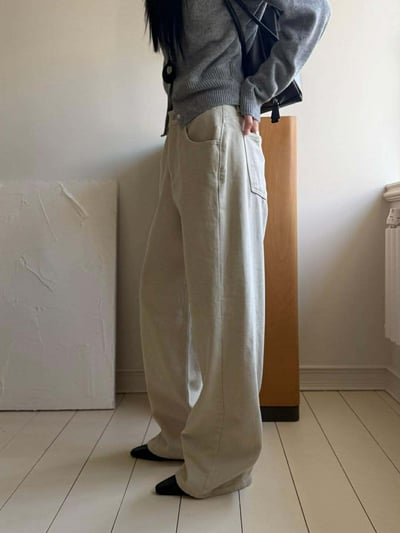 米色丹寧長褲9