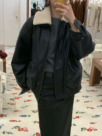 可拆毛毛領質感皮夾克1