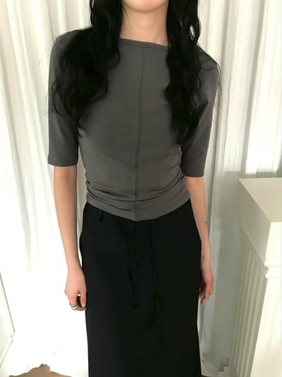 法式5分袖兩穿棉TEE ( 4色 )3