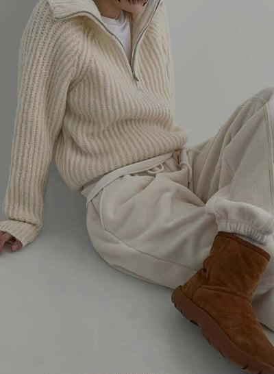 拉鍊半領織紋毛衣 ( 3色 )22