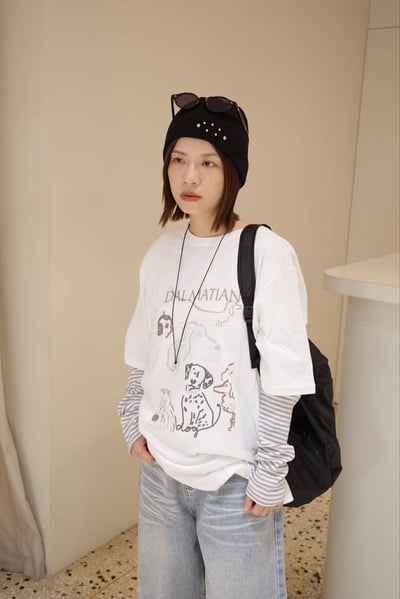 手繪感可愛小狗TEE ( 白色 )3