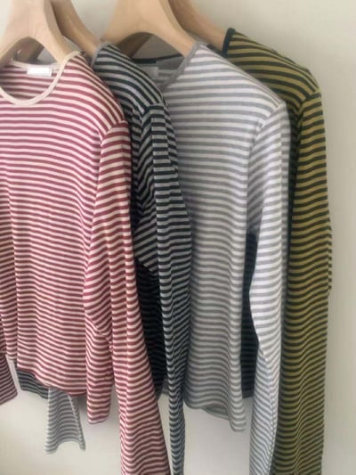 配色圓領條紋上衣 ( 4色 )23