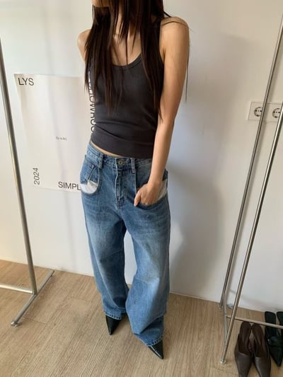 口袋外翻感小直筒褲7