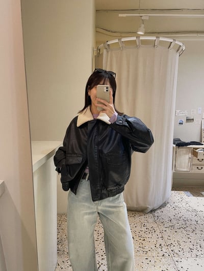 可拆毛毛領質感皮夾克5