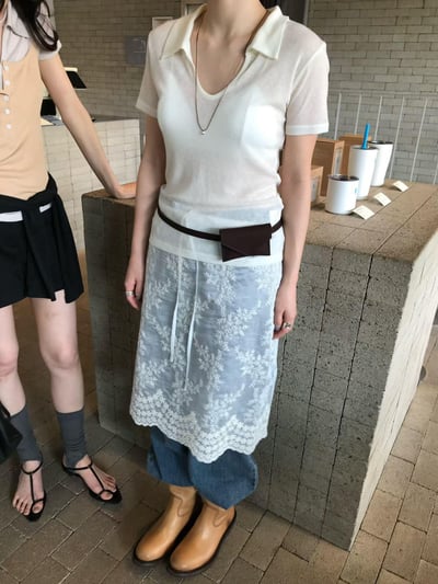 開襟翻領短袖上衣 ( 3色 )12