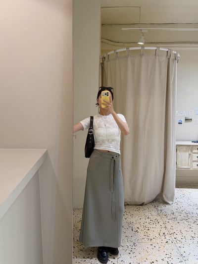 附帶交疊感直筒西裝裙 ( 2色 )5