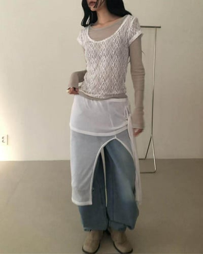 細緻蕾絲兩件式上衣 ( 3色 )10