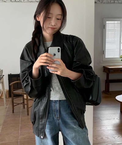 刷舊感皮夾克 ( 2色 )24